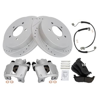 TRQ® - Performance Semi-Metallic Rear Brake Kit with Calipers and Hoses
