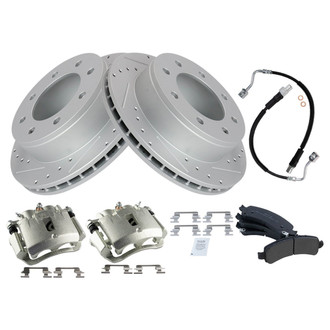TRQ® - Performance Semi-Metallic Brake Kit with Calipers and Hoses