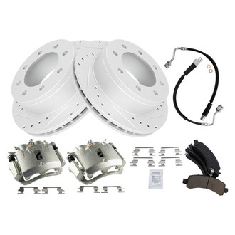 TRQ® - Performance Ceramic Rear Brake Kit with Calipers and Hoses