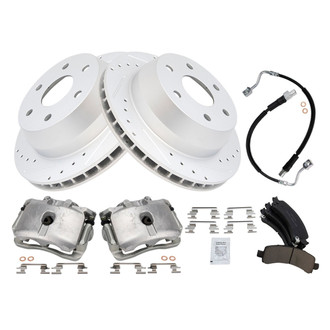 TRQ® - Performance Ceramic Rear Brake Kit with Calipers and Hoses