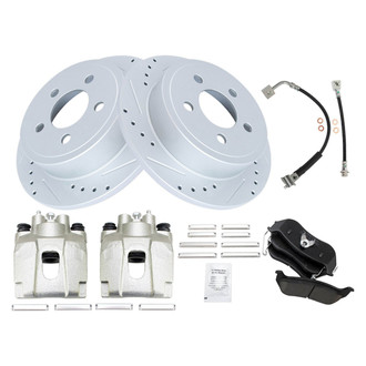TRQ® - Performance Ceramic Rear Brake Kit with Calipers and Hoses