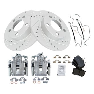 TRQ® - Performance Semi-Metallic Rear Brake Kit with Calipers and Hoses