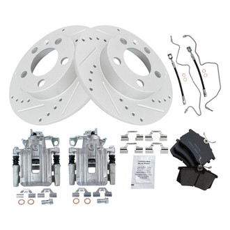 TRQ® - Performance Ceramic Rear Brake Kit with Calipers and Hoses