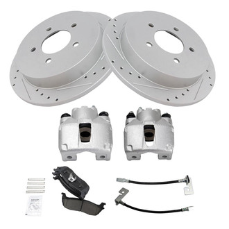 TRQ® - Performance Ceramic Rear Brake Kit with Calipers and Hoses