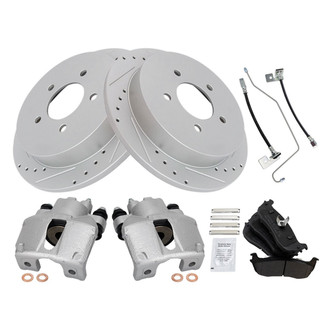 TRQ® - Performance Semi-Metallic Rear Brake Kit with Calipers and Hoses
