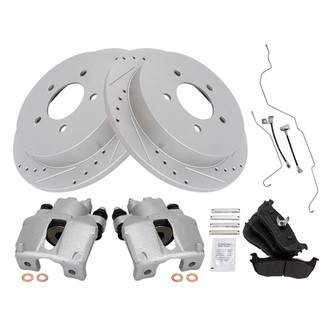 TRQ® - Performance Semi-Metallic Rear Brake Kit with Calipers and Hoses