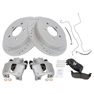 TRQ® - Performance Ceramic Rear Brake Kit with Calipers and Hoses