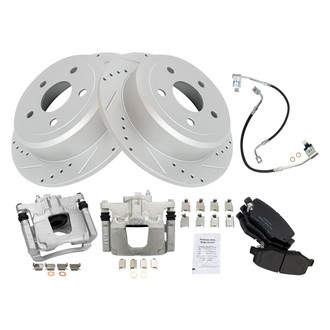 TRQ® - Performance Ceramic Rear Brake Kit with Calipers and Hoses