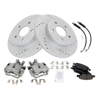 TRQ® - Performance Ceramic Rear Brake Kit with Calipers and Hoses