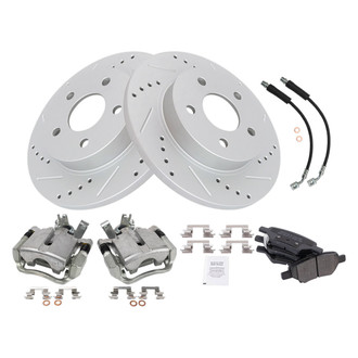 TRQ® - Performance Semi-Metallic Rear Brake Kit with Calipers and Hoses