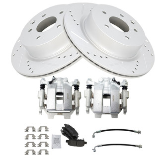 TRQ® - Performance Semi-Metallic Brake Kit with Calipers and Hoses