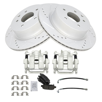 TRQ® - Performance Semi-Metallic Brake Kit with Calipers and Hoses