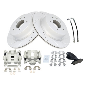 TRQ® - Performance Ceramic Rear Brake Kit with Calipers and Hoses