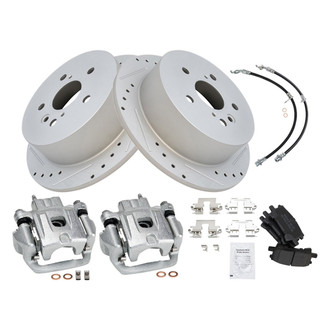 TRQ® - Performance Semi-Metallic Brake Kit with Calipers and Hoses