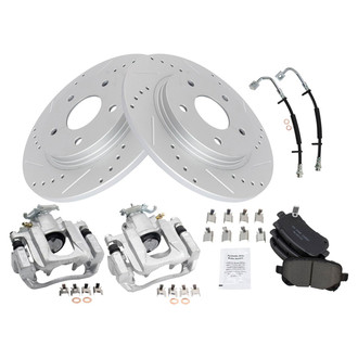 TRQ® - Performance Ceramic Rear Brake Kit with Calipers and Hoses