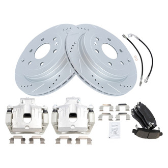TRQ® - Performance Ceramic Rear Brake Kit with Calipers and Hoses