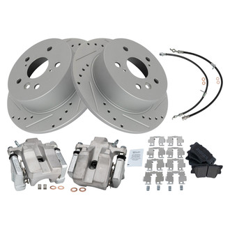TRQ® - Performance Semi-Metallic Rear Brake Kit with Calipers and Hoses