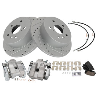 TRQ® - Performance Ceramic Rear Brake Kit with Calipers and Hoses
