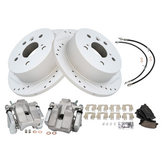 TRQ® - Performance Ceramic Rear Brake Kit with Calipers and Hoses