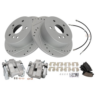 TRQ® - Performance Ceramic Rear Brake Kit with Calipers and Hoses