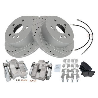 TRQ® - Performance Semi-Metallic Rear Brake Kit with Calipers and Hoses