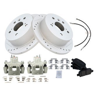 TRQ® - Performance Ceramic Rear Brake Kit with Calipers and Hoses