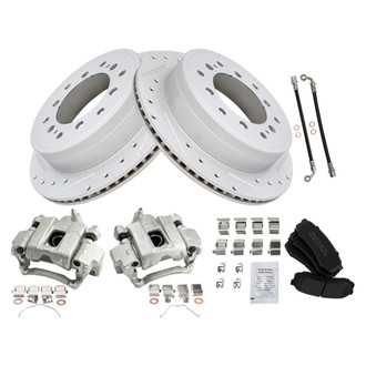 TRQ® - Performance Semi-Metallic Brake Kit with Calipers and Hoses