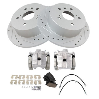 TRQ® - Performance Ceramic Rear Brake Kit with Calipers and Hoses