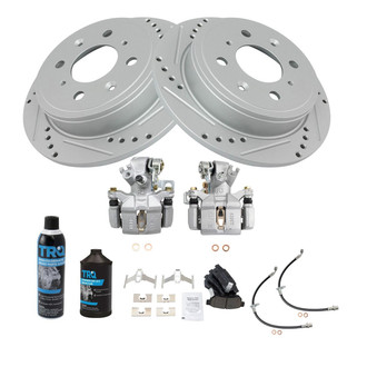 TRQ® - Performance Ceramic Rear Brake Kit with Calipers and Hoses