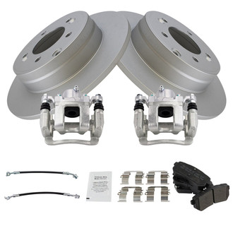TRQ® - Rear Disc Brake Kit with Semi-Metallic Pads, Calipers and Hoses