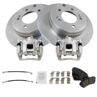 TRQ® - Rear Disc Brake Kit with Semi-Metallic Pads, Calipers and Hoses