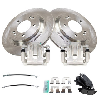 TRQ® - Rear Disc Brake Kit with Semi-Metallic Pads, Calipers and Hoses