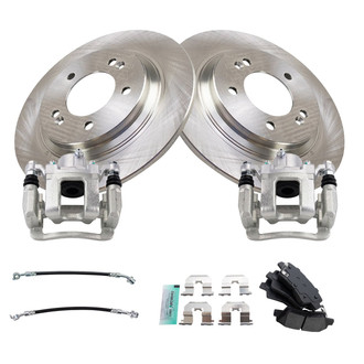 TRQ® - Rear Disc Brake Kit with Semi-Metallic Pads, Calipers and Hoses