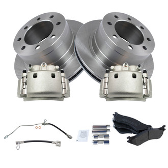 TRQ® - Performance Semi-Metallic Rear Brake Kit with Calipers and Hoses