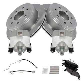 TRQ® - Rear Disc Brake Kit with Ceramic Pads, Calipers and Hoses