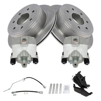 TRQ® - Rear Disc Brake Kit with Semi-Metallic Pads, Calipers and Hoses