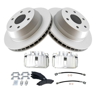 TRQ® - Rear Disc Brake Kit with Semi-Metallic Pads, Calipers and Hoses