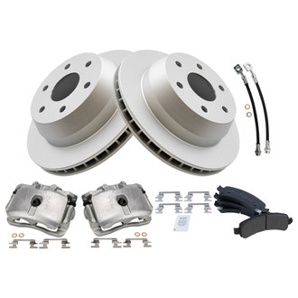TRQ® - Rear Disc Brake Kit with Semi-Metallic Pads, Calipers and Hoses