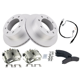 TRQ® - Rear Disc Brake Kit with Semi-Metallic Pads, Calipers and Hoses