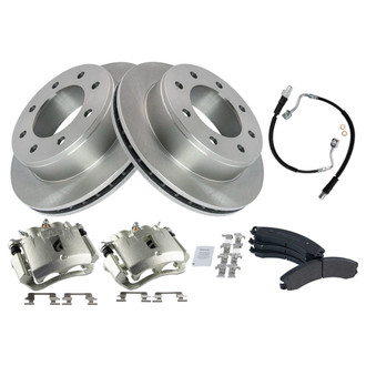TRQ® - Rear Disc Brake Kit with Semi-Metallic Pads, Calipers and Hoses