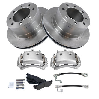 TRQ® - Performance Semi-Metallic Rear Brake Kit with Calipers and Hoses