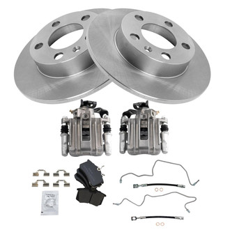 TRQ® - Rear Disc Brake Kit with Semi-Metallic Pads, Calipers and Hoses