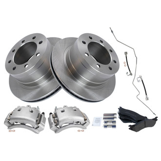 TRQ® - Performance Semi-Metallic Rear Brake Kit with Calipers and Hoses