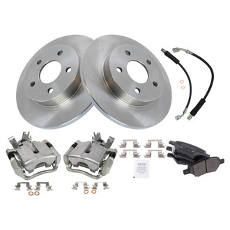 TRQ® - Performance Semi-Metallic Rear Brake Kit with Calipers and Hoses