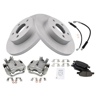 TRQ® - Performance Ceramic Rear Brake Kit with Calipers and Hoses
