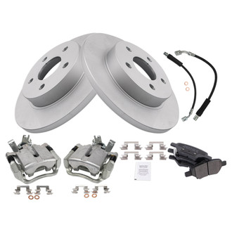 TRQ® - Performance Semi-Metallic Rear Brake Kit with Calipers and Hoses