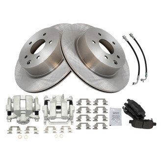 TRQ® - Rear Disc Brake Kit with Semi-Metallic Pads, Calipers and Hoses