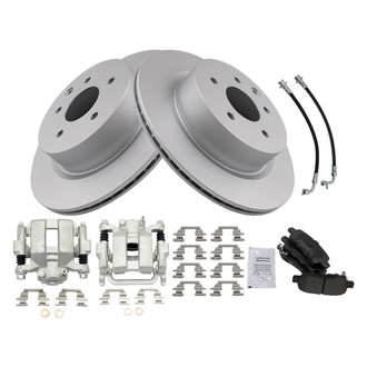 TRQ® - Rear Disc Brake Kit with Semi-Metallic Pads, Calipers and Hoses