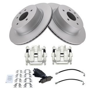 TRQ® - Rear Disc Brake Kit with Ceramic Pads, Calipers and Hoses
