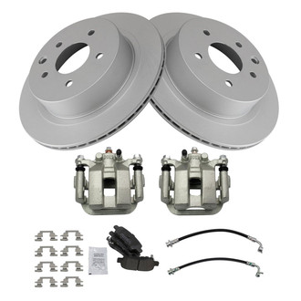 TRQ® - Rear Disc Brake Kit with Semi-Metallic Pads, Calipers and Hoses